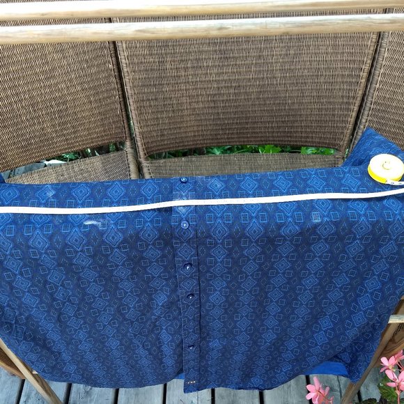 blue geometric diamonds patterned dress shirt - Picture 6 of 10